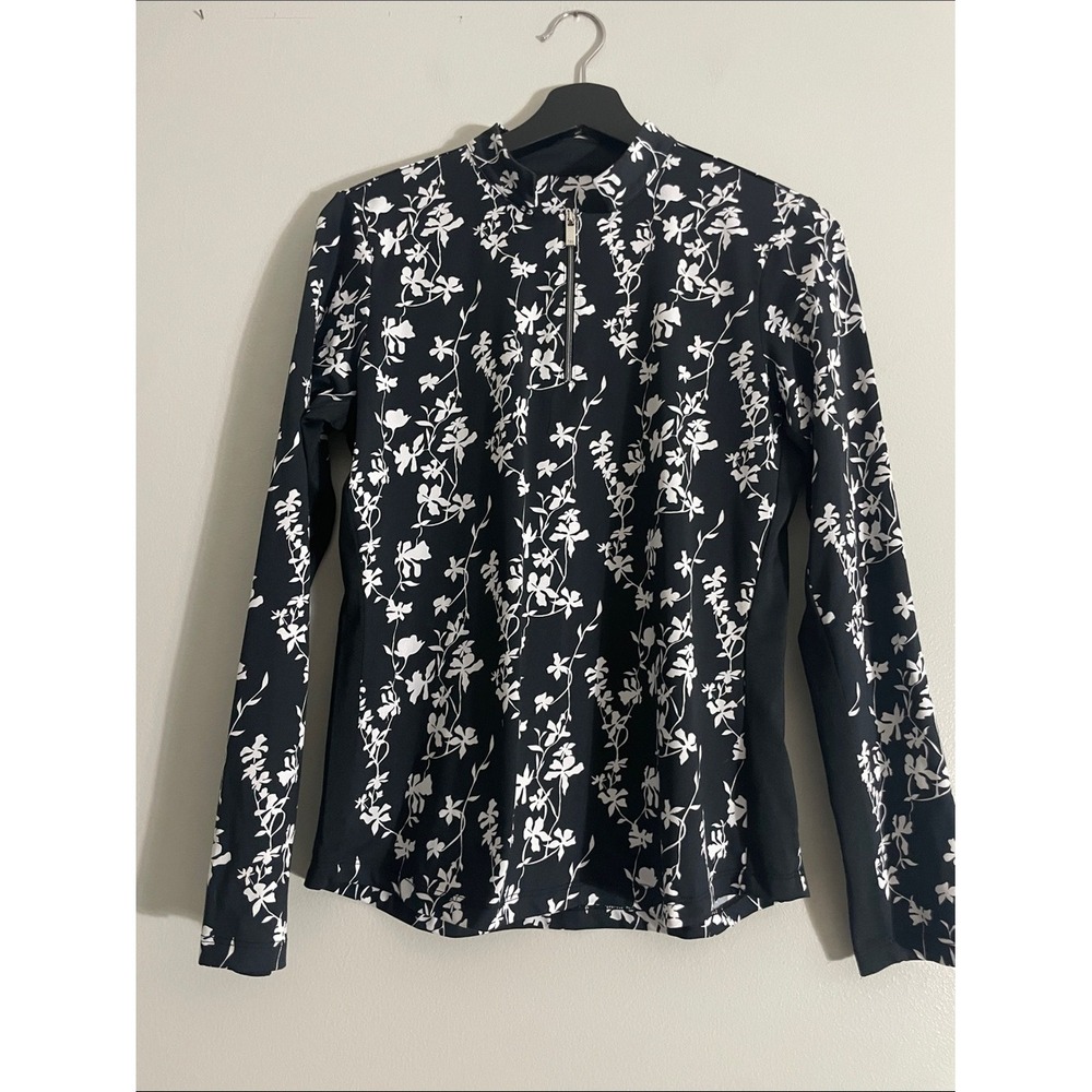 Tail Pullover Polyester Floral Quarter Zip Longsleeve Small Golf Top - Picture 10 of 13